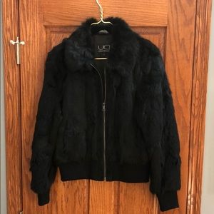 Black rabbit fur short jacket